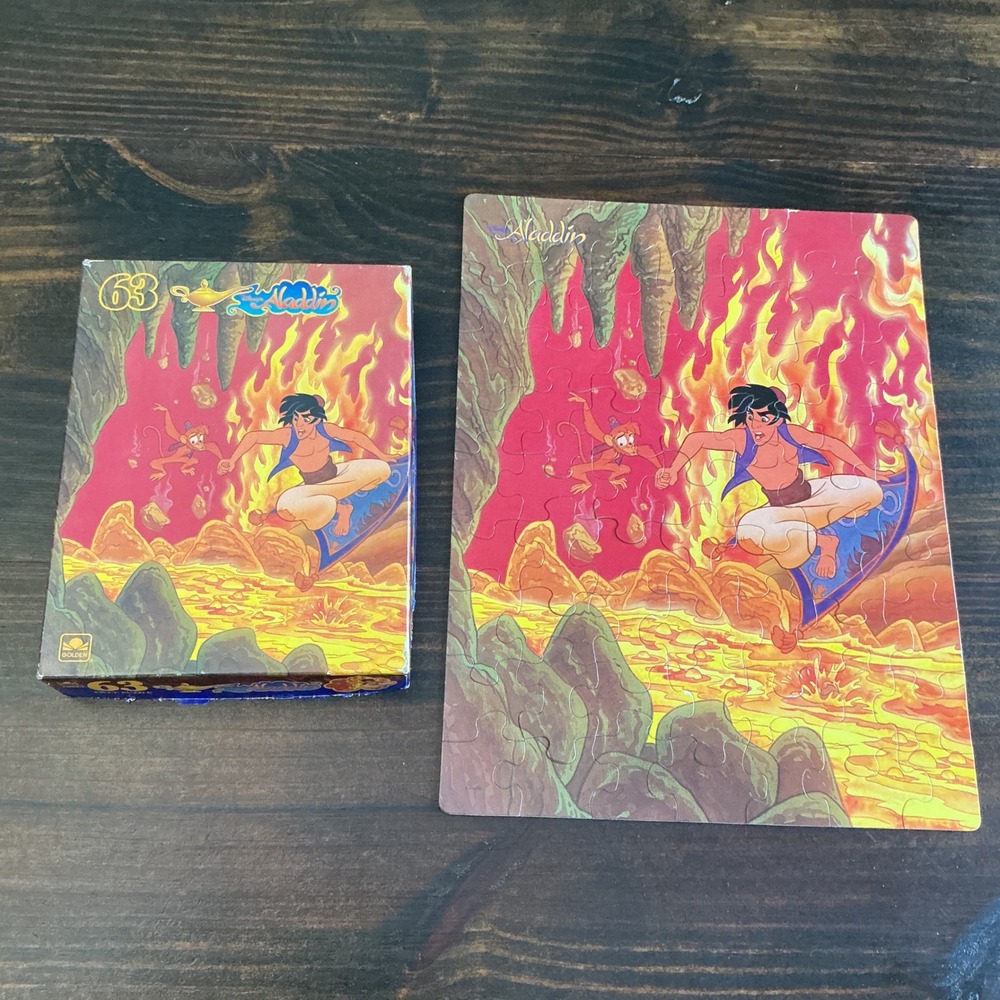 Vintage‎ Golden Disney Aladdin 63 Piece Jigsaw Puzzle Cave of Wonders COMPLETE